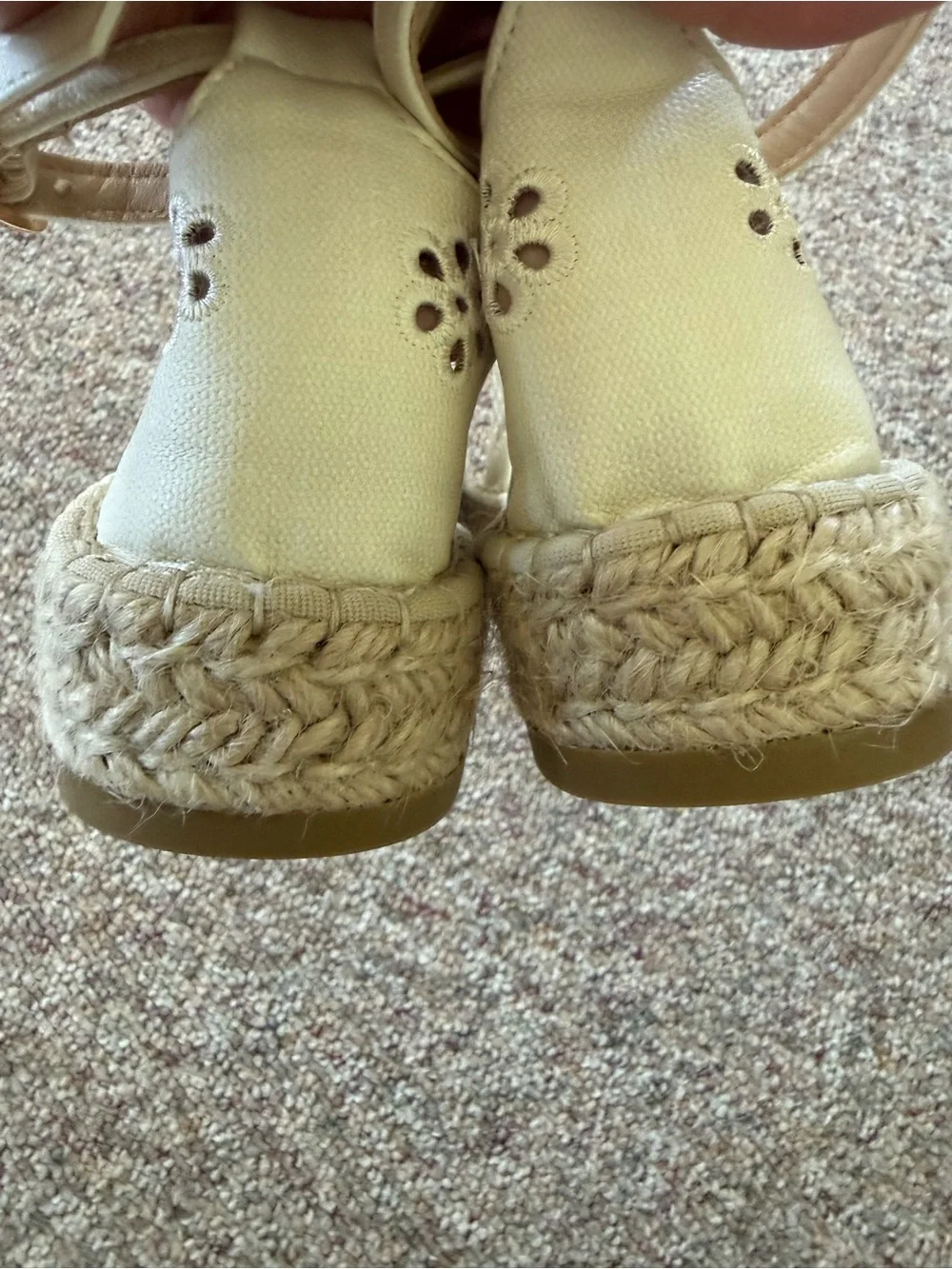 Olivia & Kate off-white espadrille sandals  eyelet design size 7